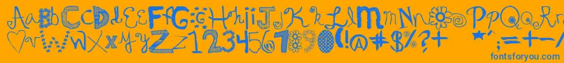 Weitere Informationen zur Oedipa-Schriftart Oedipa-Schriftart – Blaue Schriften auf orangefarbenem Hintergrund