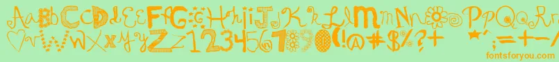 Oedipa-Schriftart – Orangefarbene Schriften auf grünem Hintergrund