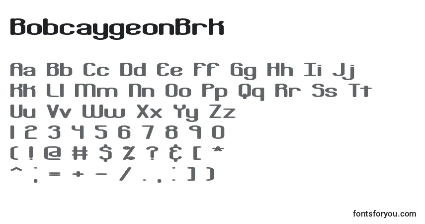 Schriftart BobcaygeonBrk – Alphabet, Zahlen, spezielle Symbole
