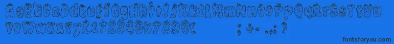 StrawberryRegular Font – Black Fonts on Blue Background