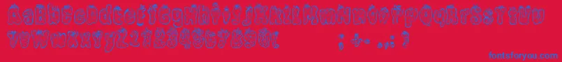 StrawberryRegular-Schriftart – Blaue Schriften auf rotem Hintergrund