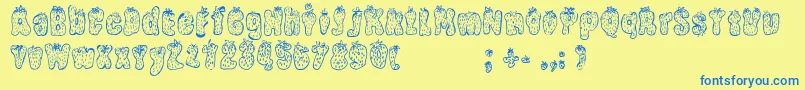 StrawberryRegular Font – Blue Fonts on Yellow Background