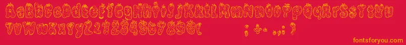 StrawberryRegular-Schriftart – Orangefarbene Schriften auf rotem Hintergrund