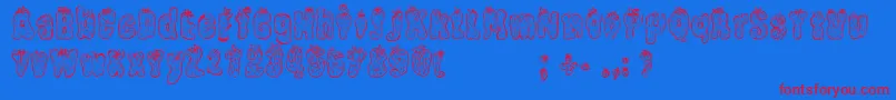 StrawberryRegular-fontti – punaiset fontit sinisellä taustalla