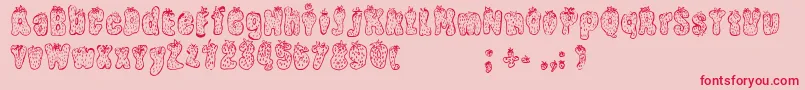 StrawberryRegular Font – Red Fonts on Pink Background