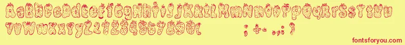 StrawberryRegular-Schriftart – Rote Schriften auf gelbem Hintergrund