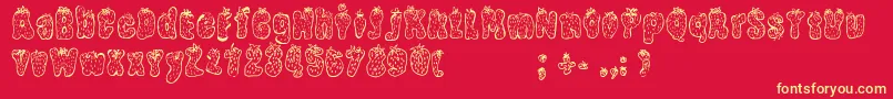 StrawberryRegular Font – Yellow Fonts on Red Background