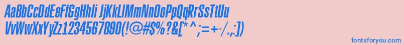 ARubricaxtcnItalic-fontti – siniset fontit vaaleanpunaisella taustalla