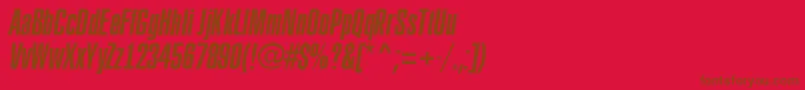 ARubricaxtcnItalic-fontti – ruskeat fontit punaisella taustalla