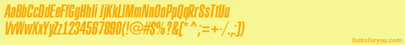 ARubricaxtcnItalic-fontti – oranssit fontit keltaisella taustalla