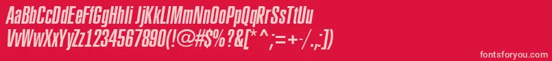 ARubricaxtcnItalic-fontti – vaaleanpunaiset fontit punaisella taustalla