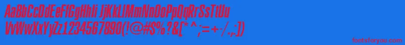 ARubricaxtcnItalic-fontti – punaiset fontit sinisellä taustalla