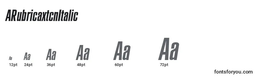 Размеры шрифта ARubricaxtcnItalic