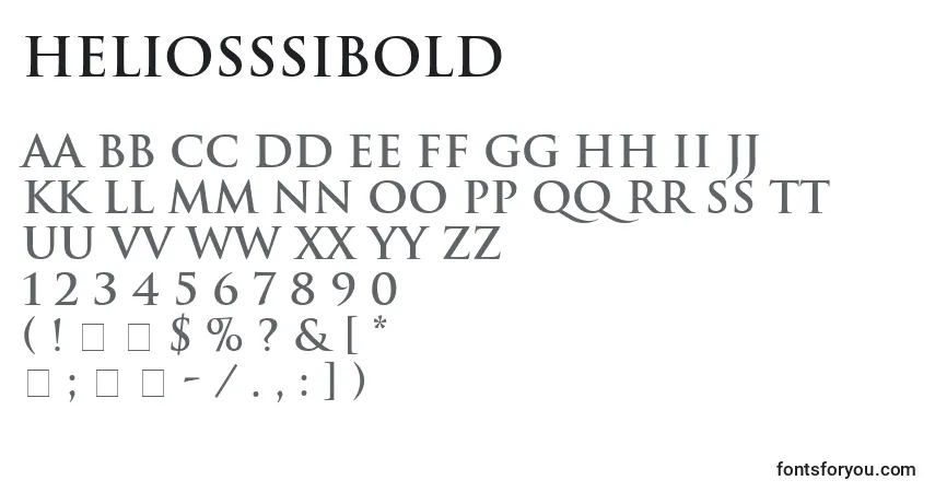 A fonte HeliosSsiBold – alfabeto, números, caracteres especiais