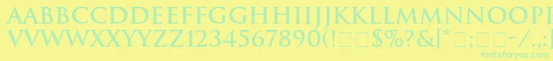 Fonte HeliosSsiBold – fontes verdes em um fundo amarelo