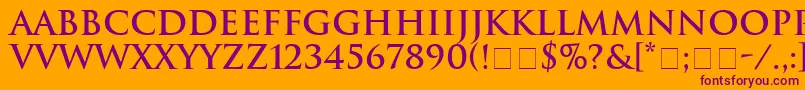 HeliosSsiBold Font – Purple Fonts on Orange Background