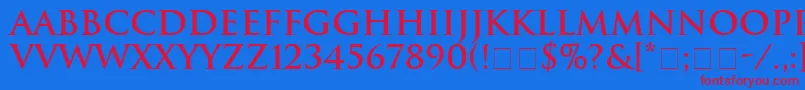 HeliosSsiBold Font – Red Fonts on Blue Background