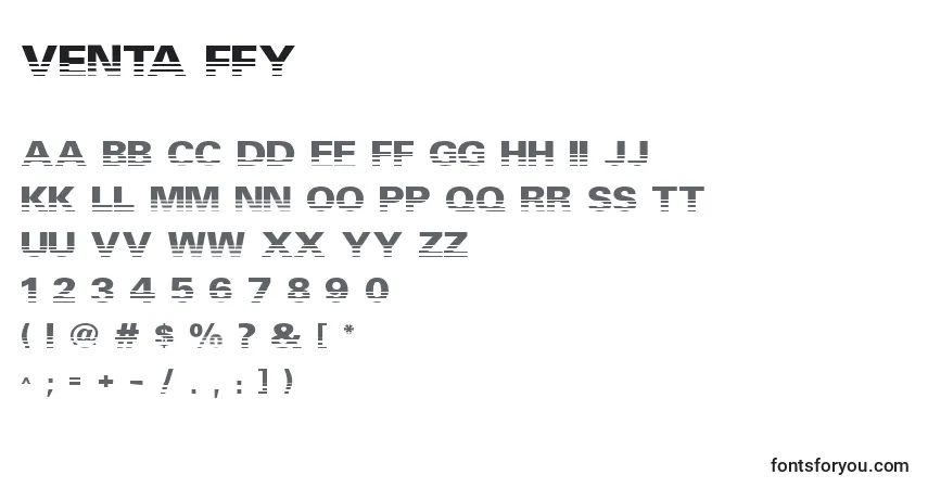 Fuente Venta ffy - alfabeto, números, caracteres especiales