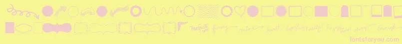 Kgflavorandframesthree-fontti – vaaleanpunaiset fontit keltaisella taustalla
