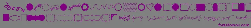 フォントKgflavorandframesthree – 紫色のフォント、灰色の背景