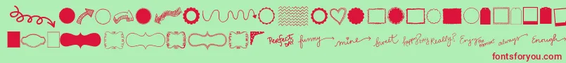 Kgflavorandframesthree Font – Red Fonts on Green Background