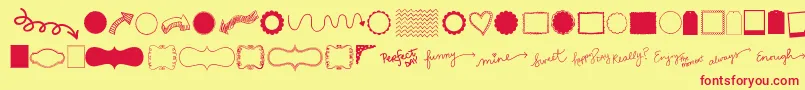 Kgflavorandframesthree-Schriftart – Rote Schriften auf gelbem Hintergrund