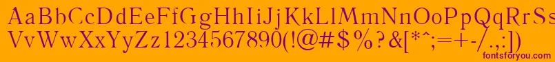 Czcionka Literpla – fioletowe czcionki na pomarańczowym tle