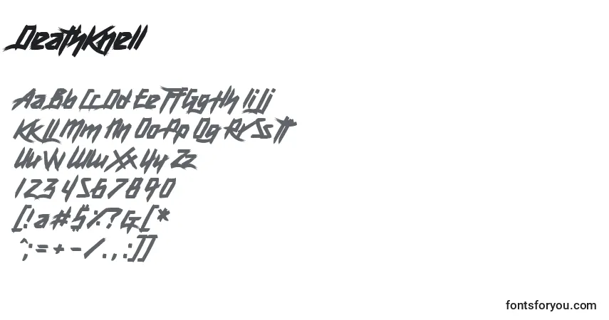 Schriftart DeathKnell – Alphabet, Zahlen, spezielle Symbole