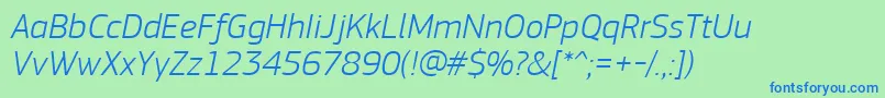 Шрифт PfsquaresansproLightitalic – синие шрифты на зелёном фоне