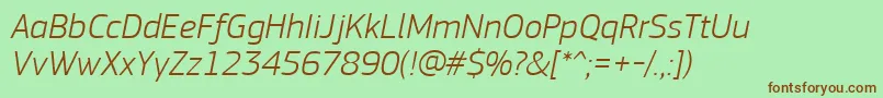PfsquaresansproLightitalic Font – Brown Fonts on Green Background