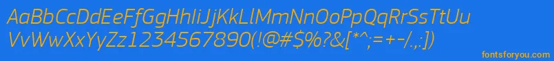 PfsquaresansproLightitalic Font – Orange Fonts on Blue Background