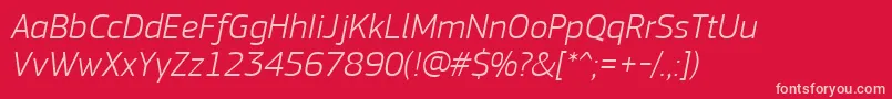 PfsquaresansproLightitalic Font – Pink Fonts on Red Background