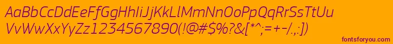 PfsquaresansproLightitalic Font – Purple Fonts on Orange Background