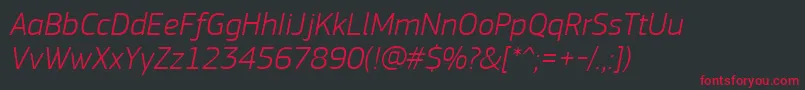 PfsquaresansproLightitalic Font – Red Fonts on Black Background