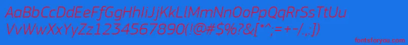 PfsquaresansproLightitalic Font – Red Fonts on Blue Background