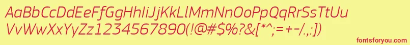 PfsquaresansproLightitalic Font – Red Fonts on Yellow Background