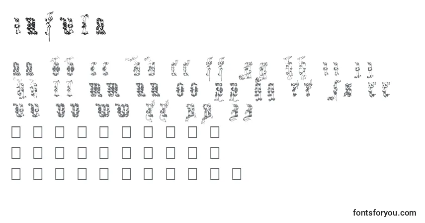 Schriftart Infula – Alphabet, Zahlen, spezielle Symbole