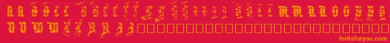 Infula-Schriftart – Orangefarbene Schriften auf rotem Hintergrund