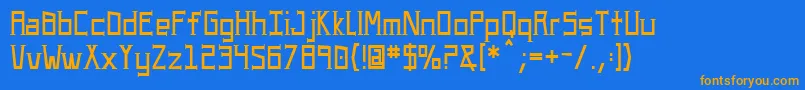 フォントUaserife – オレンジ色の文字が青い背景にあります。