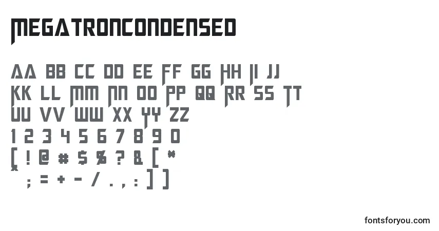 A fonte MegatronCondensed – alfabeto, números, caracteres especiais