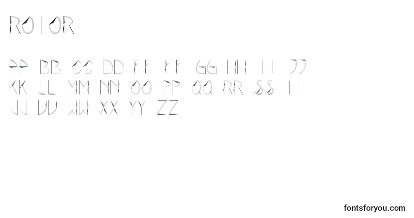 Rotor-fontti – aakkoset, numerot, erikoismerkit