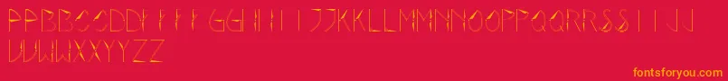 Rotor-Schriftart – Orangefarbene Schriften auf rotem Hintergrund