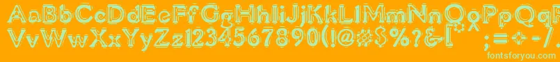 VtcLiquorcrystaldisplay-Schriftart – Grüne Schriften auf orangefarbenem Hintergrund