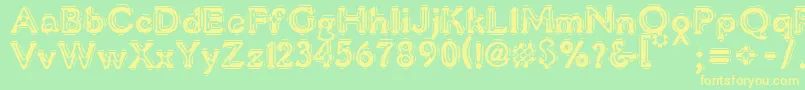 フォントVtcLiquorcrystaldisplay – 黄色の文字が緑の背景にあります