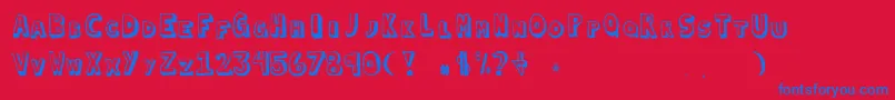 Blockedin Font – Blue Fonts on Red Background