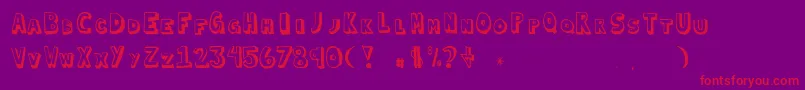 Blockedin-Schriftart – Rote Schriften auf violettem Hintergrund