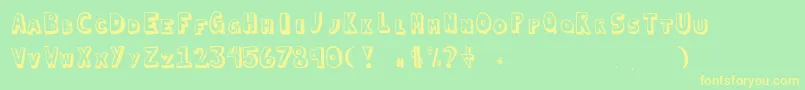 Blockedin-Schriftart – Gelbe Schriften auf grünem Hintergrund