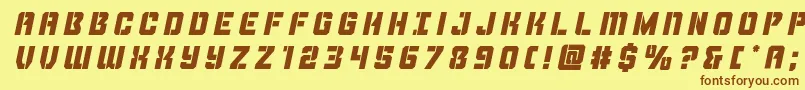 フォントThundertroopertitleital – 茶色の文字が黄色の背景にあります。