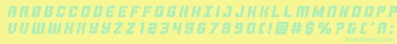Weitere Informationen zur Thundertroopertitleital-Schriftart Thundertroopertitleital-Schriftart – Grüne Schriften auf gelbem Hintergrund