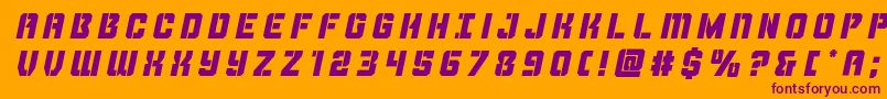 Thundertroopertitleital-Schriftart – Violette Schriften auf orangefarbenem Hintergrund